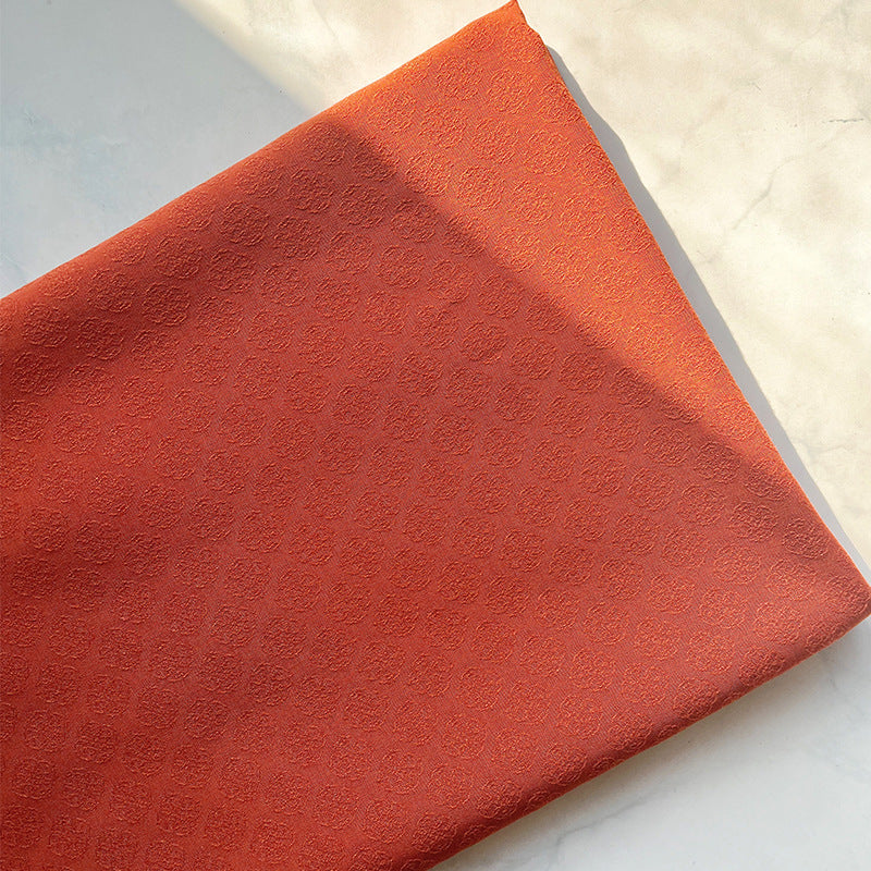 Rayon Jacquard Fabric, Persimmon Calyx Motif for Qipao, Lining & Craft - Orange