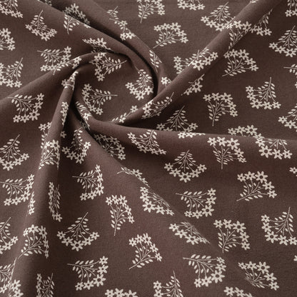 Floral Brushed Cotton Fabric - Dress & Home Decor by the Yard - Five Flower Branch Brown