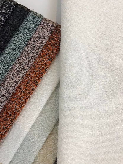 Boucle Loop-Yarn Polyester Fabric, Textured Solid Cloth for Upholstery & DIY - White