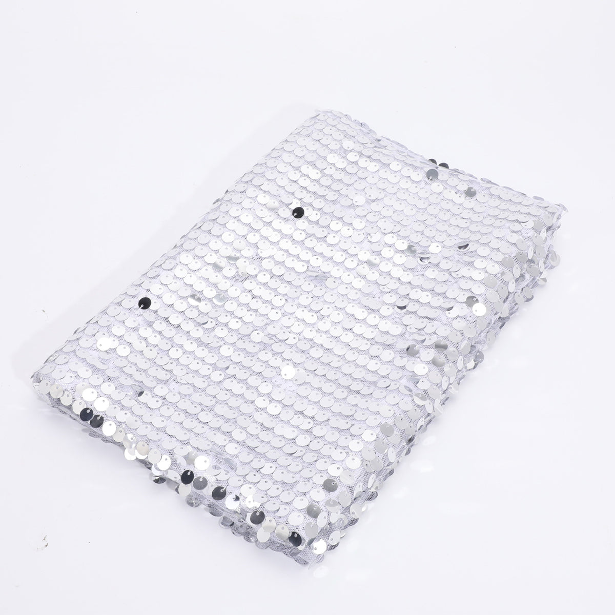 Heavy Sequin Fabric, 9mm Dense, 51 in Wide - Silver