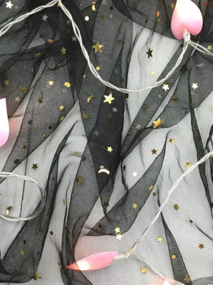 Star Moon Net Curtain Fabric, Soft Sheer Mesh for Photo Backdrops