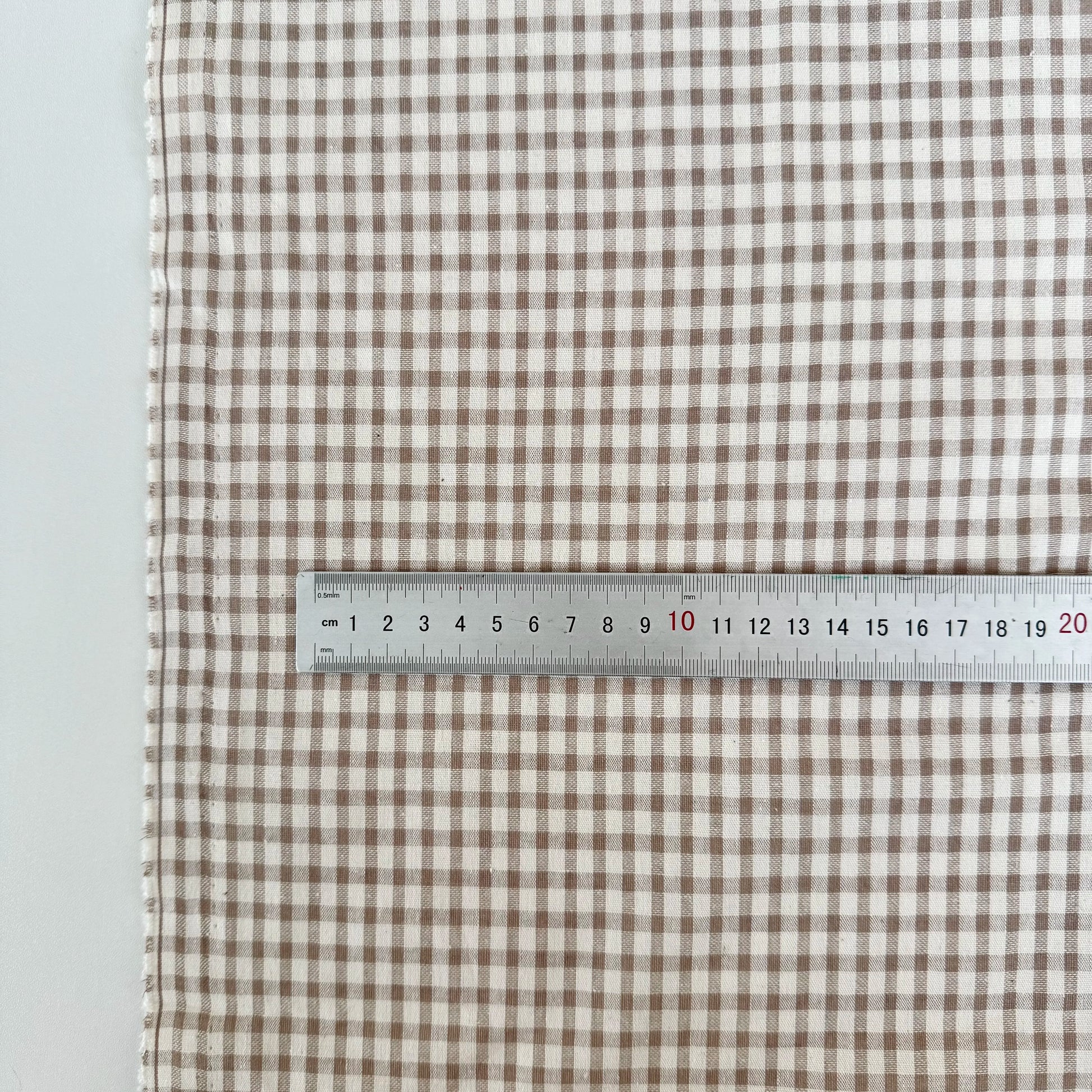 Cotton Shirting Fabric, Retro Stripe & Polka, for Shirts, Skirts & Hair Scrunchies - Milk Tea Plaid