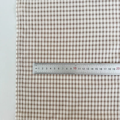 Cotton Shirting Fabric, Retro Stripe & Polka, for Shirts, Skirts & Hair Scrunchies - Milk Tea Plaid