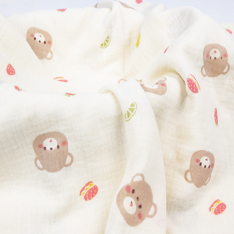 Double Gauze Cotton Muslin, Baby Print Cloth for Bibs & Sleepwear - Burger Bear