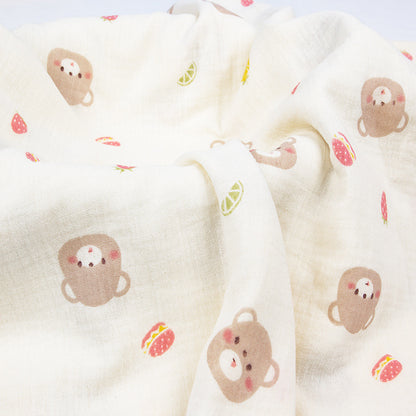 Double Gauze Cotton Muslin, Baby Print Cloth for Bibs & Sleepwear - Burger Bear