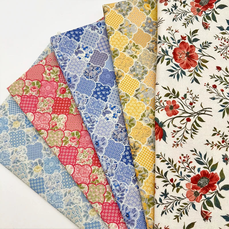 Bohemian Floral Cotton Linen Fabric for Tablecloths & DIY Crafts