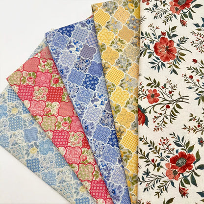 Bohemian Floral Cotton Linen Fabric for Tablecloths & DIY Crafts