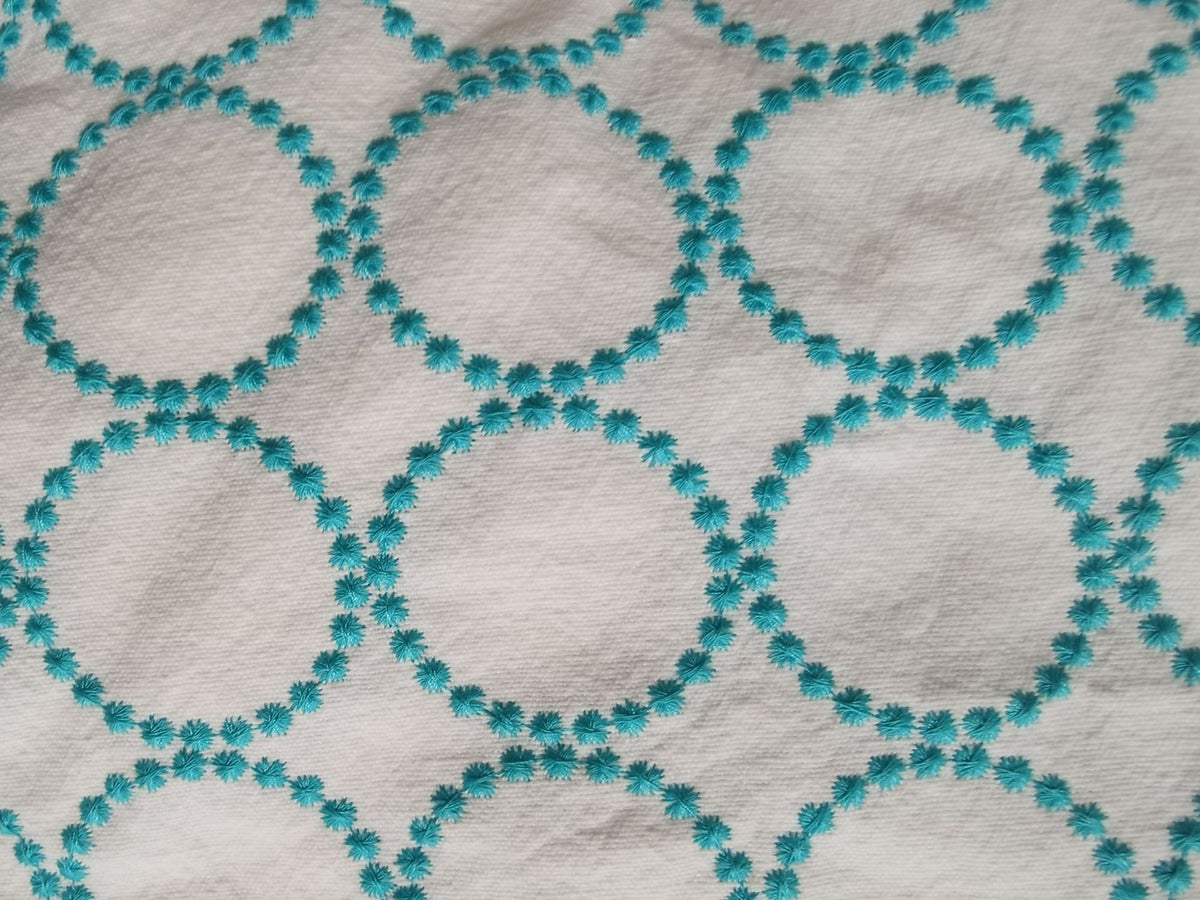 Embroidered Linen Cotton Fabric, Heavy 14oz, 47 in Wide