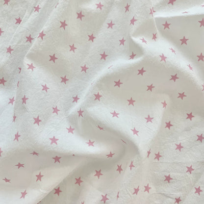 Polyester Crinkle Star Fabric, for Tops & Skirts - Crinkle Pink Star