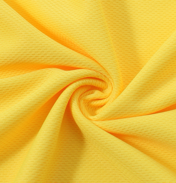 Moisture-Wicking Birdseye Polyester Knit Fabric, 4-Way Stretch - Yellow