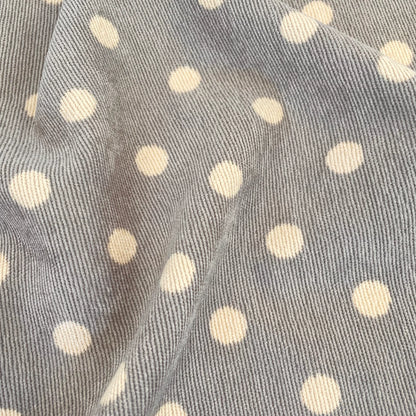 Printed Cotton Corduroy Fabric, for Dresses & Cushions - Retro Dot Grey