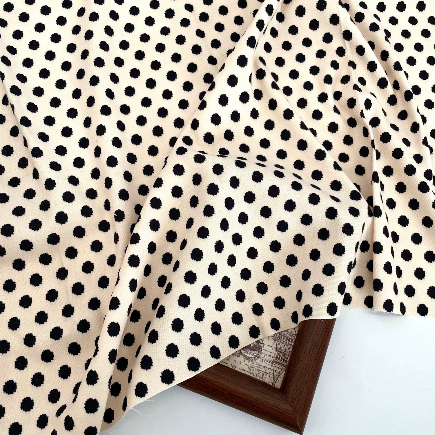 Printed Cotton Corduroy Fabric, for Dresses & Cushions - Corduroy Beige Dot