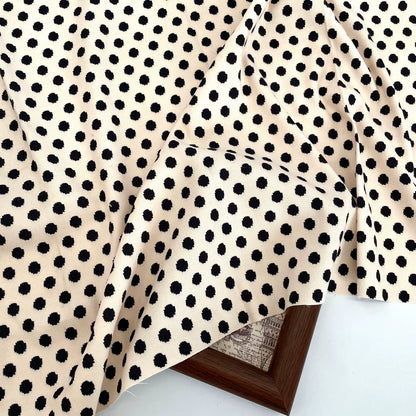 Printed Cotton Corduroy Fabric, for Dresses & Cushions - Corduroy Beige Dot