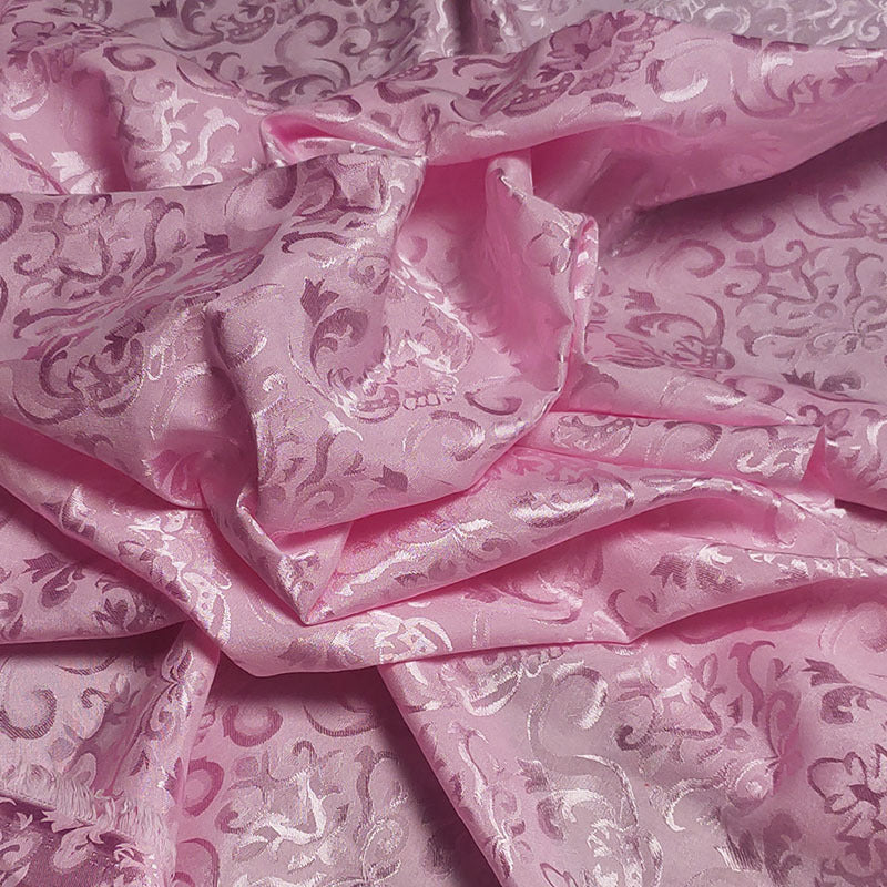Gold Ingot Jacquard Cotton Fabric By The Yard | 6 Colors, 59" Wide for Robes & Loungewear - Pink