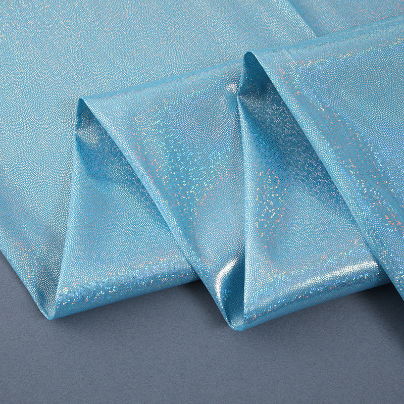 Silver Foil Stretch Stage Fabric, for Live Stream & Stage - Sky Blue