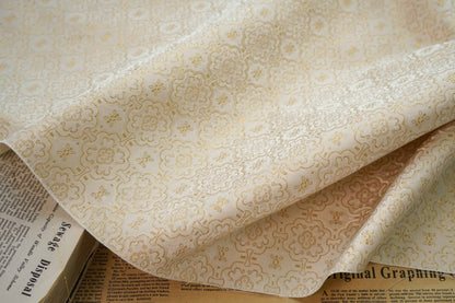 Metallic Jacquard Fabric - Traditional Pattern Apparel & Decor by the Yard - Champagne