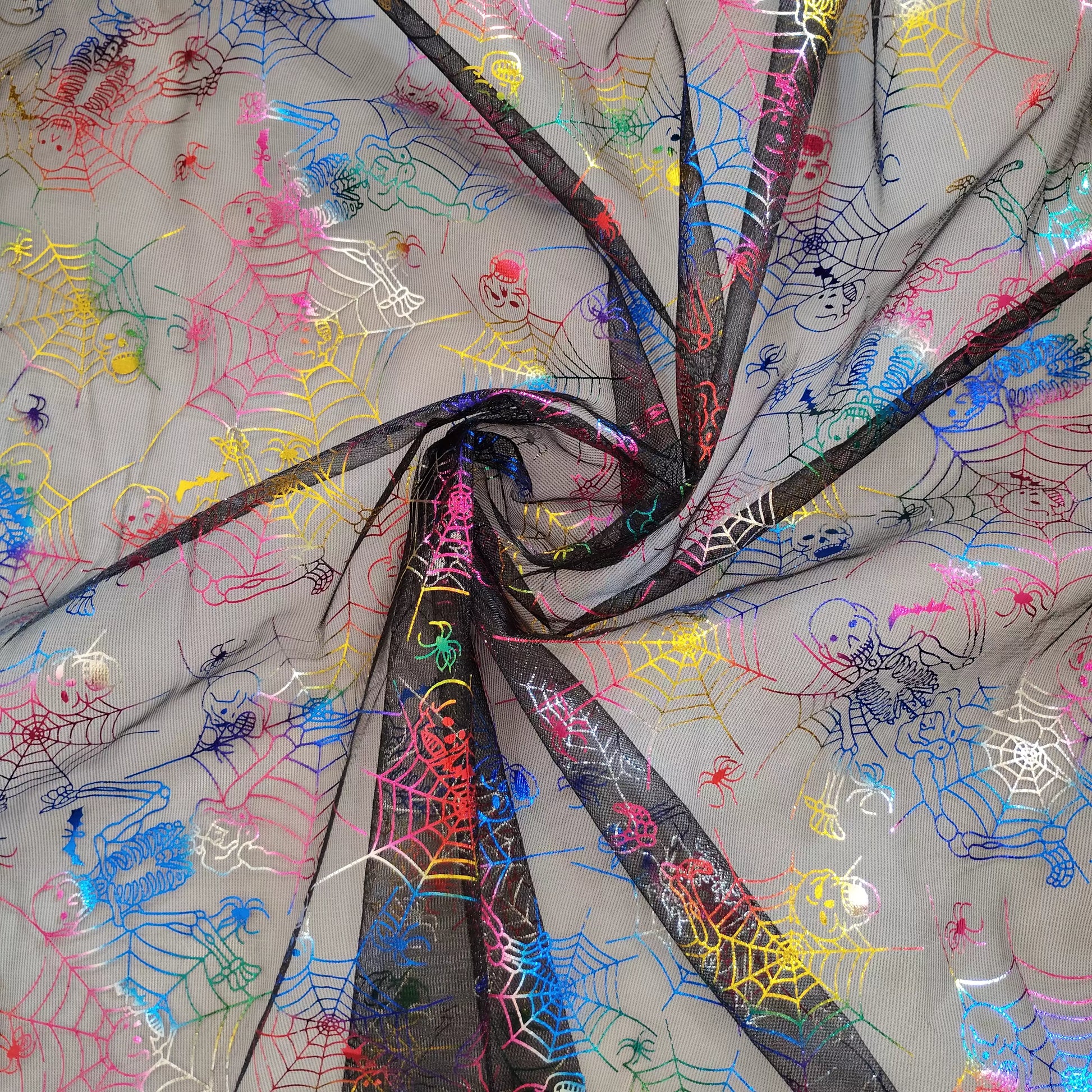 Halloween Foil Spiderweb Mesh, Sheer Net Fabric for Party Decor