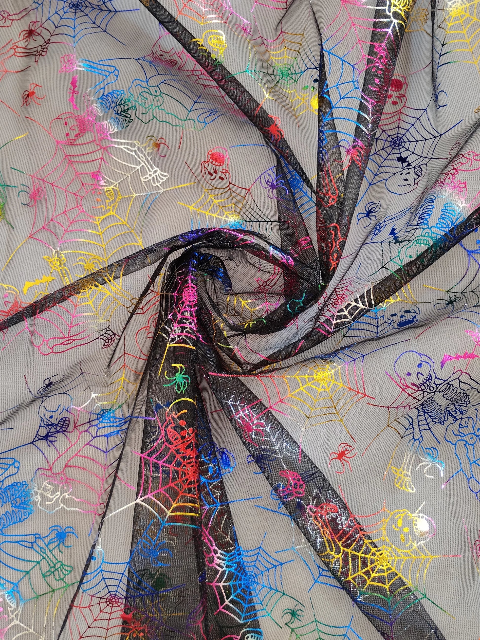 Halloween Foil Spiderweb Mesh, Sheer Net Fabric for Party Decor