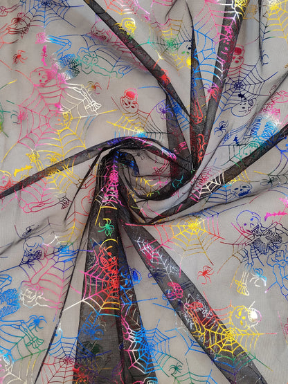Halloween Foil Spiderweb Mesh, Sheer Net Fabric for Party Decor