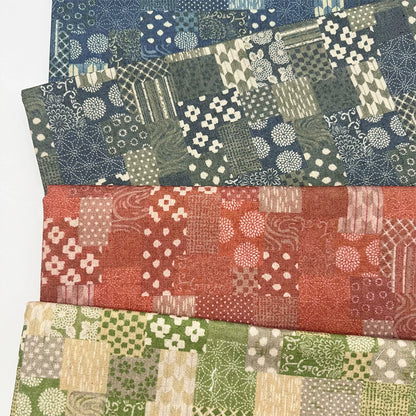 Japanese Geometric Floral Cotton Linen Fabric for Tablecloths