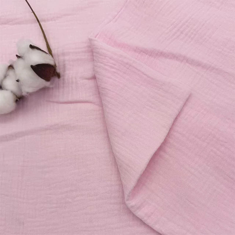 Double-Layer Cotton Gauze Fabric, Soft Crinkle Woven for Loungewear - Light Pink 8#