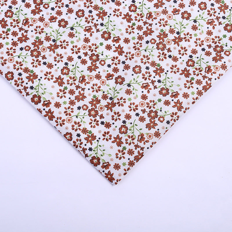 Polyester Small Floral Fabric, for Pouches & Linings - Coffee