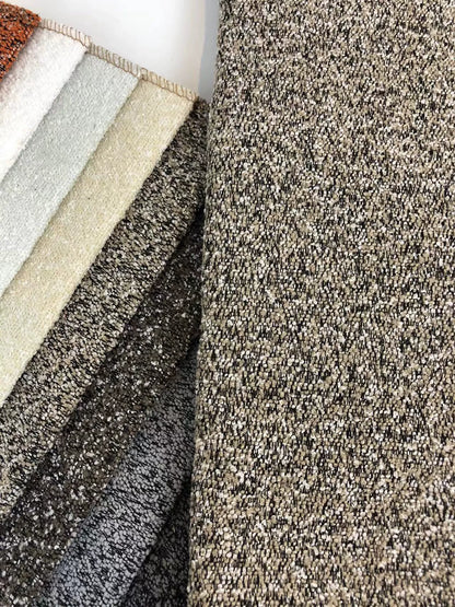 Boucle Loop-Yarn Polyester Fabric, Textured Solid Cloth for Upholstery & DIY - Camel