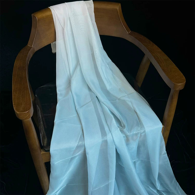 Ombre Chiffon Gradient Print Fabric, Sheer Polyester for Hanfu & Decor