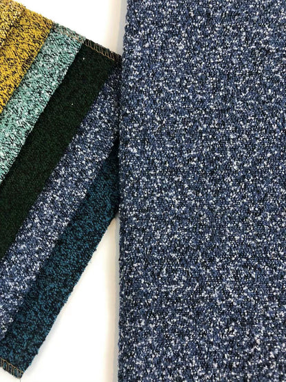 Boucle Loop-Yarn Polyester Fabric, Textured Solid Cloth for Upholstery & DIY - Deep Blue