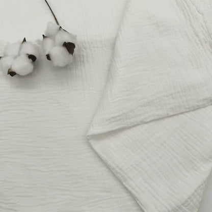 Double-Layer Cotton Gauze Fabric, Soft Crinkle Woven for Loungewear - Bleached White 2#