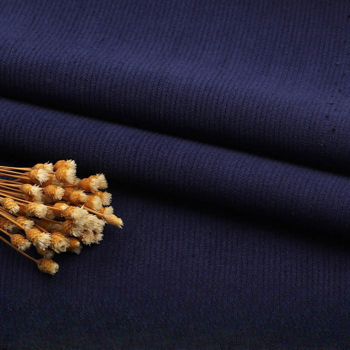 Fine Wale Corduroy Fabric, 16-Wale Solid Cloth for Upholstery & Apparel - Navy