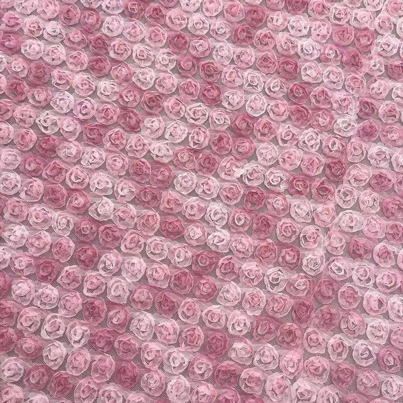 3D Rose Cord Embroidery Fabric, 110 g/m², 130 cm Wide, for Wedding, Bags & Craft