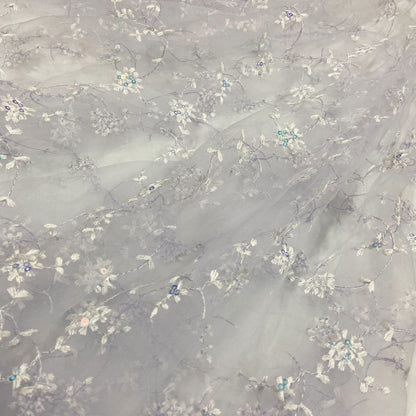 Embroidered Sequin Mesh, Floral, 51 in Wide - Light Purple