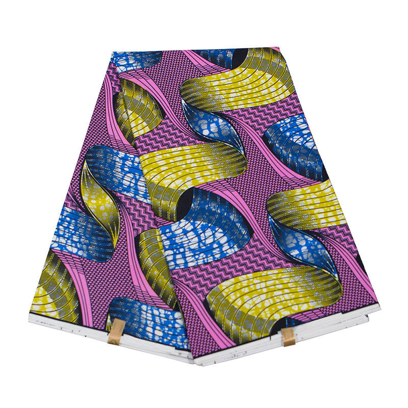 African Wax Print Fabric, Geometric Double-Sided Polyester (9 Prints) - FP6079
