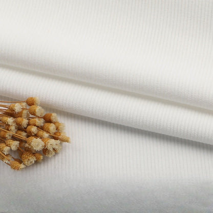 Fine Wale Corduroy Fabric, 16-Wale Solid Cloth for Upholstery & Apparel - Natural White