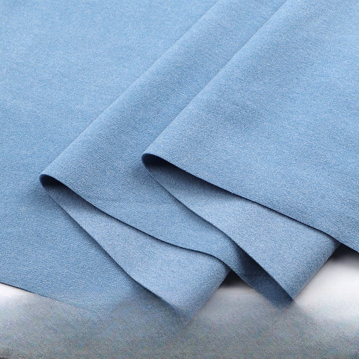 Double-Brushed Stretch Knit Fabric, Warm Cationic Polyester for Thermal Wear - Light Blue