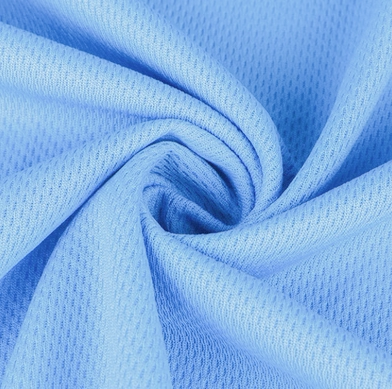 Moisture-Wicking Birdseye Polyester Knit Fabric, 4-Way Stretch - Blue & Sky Blue
