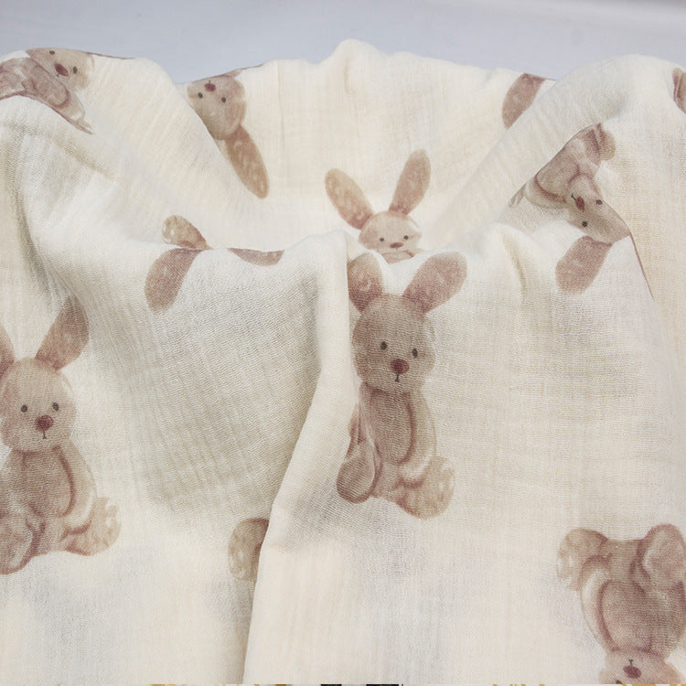 Double Gauze Cotton Fabric - Crinkle Texture Apparel & Craft by the Yard - Long Ear Bunny