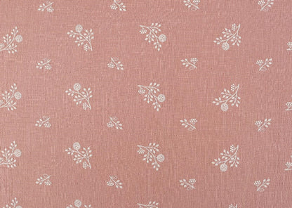 Slub Cotton Floral Embroidery Fabric, 49 in Wide - Dusty Pink
