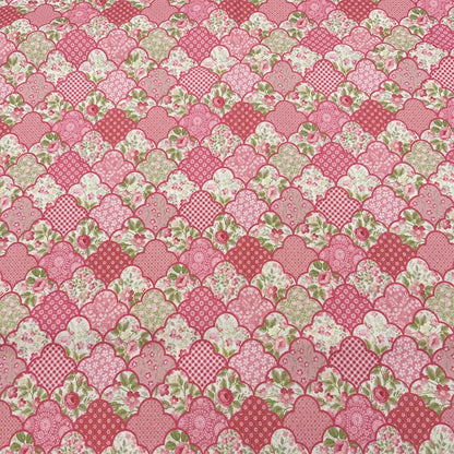 Bohemian Floral Cotton Linen Fabric for Tablecloths & DIY Crafts - Pink