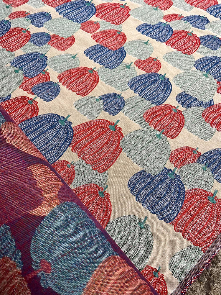 Pumpkin Yarn-Dyed Jacquard Fabric, Thick Woven Cloth for Apparel & Upholstery