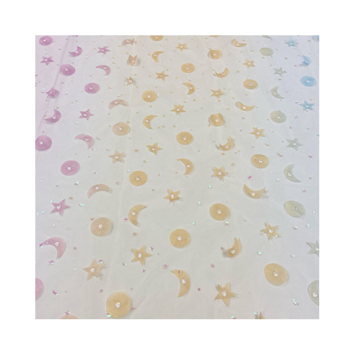 Laser Embroidery Mesh, Star & Moon for Cosplay, 52 in Wide
