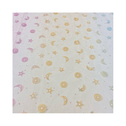 Laser Embroidery Mesh, Star & Moon for Cosplay, 52 in Wide
