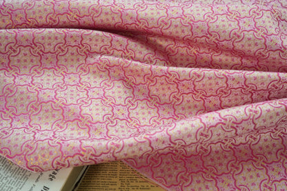 Metallic Jacquard Fabric - Traditional Pattern Apparel & Decor by the Yard - Rose Pink