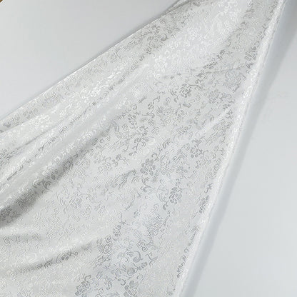 All-Over Dragon Satin Fabric By The Yard | 17 Colors, 47" Wide for Hanfu & Home Decor - Off White