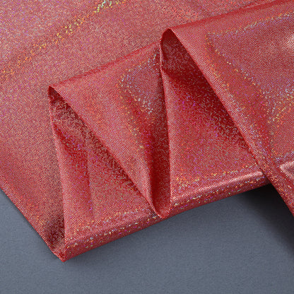 Silver Foil Stretch Stage Fabric, for Live Stream & Stage - Red