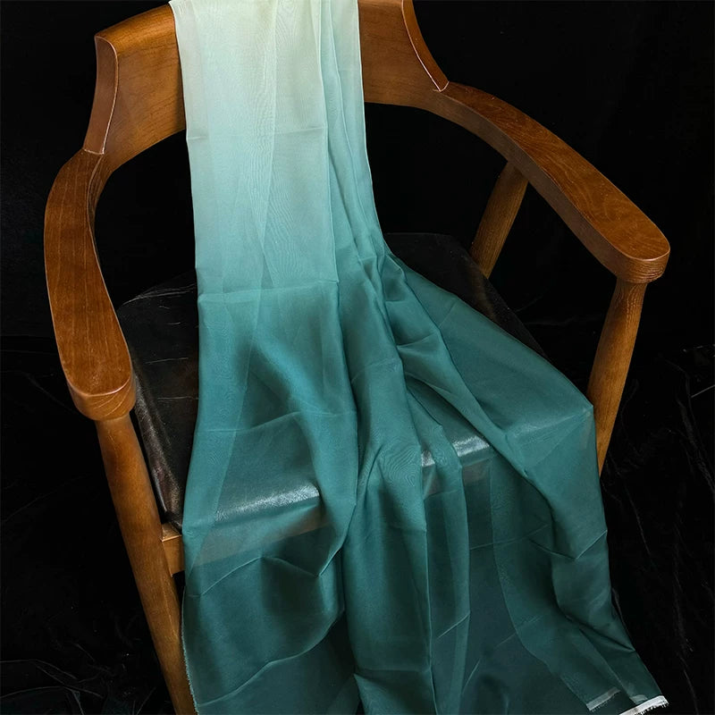 Ombre Chiffon Gradient Print Fabric, Sheer Polyester for Hanfu & Decor - 8