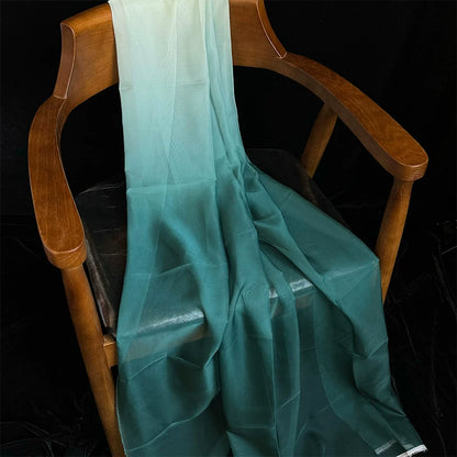 Ombre Chiffon Gradient Print Fabric, Sheer Polyester for Hanfu & Decor - 8
