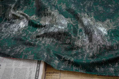 Gold Metallic Yarn Jacquard Fabric - Apparel & Decor by the Yard - Dark Green
