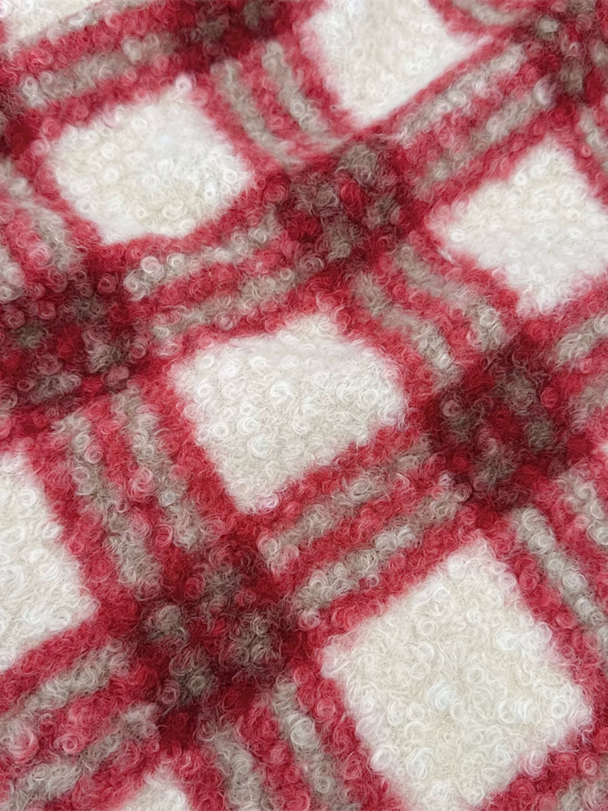 Plush Lamb Fleece Check Fabric, for Blankets & Throws